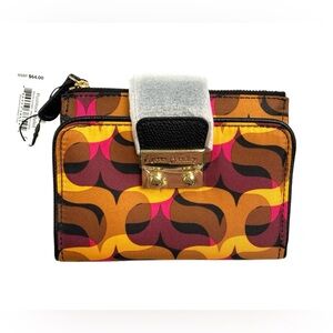 Vera Bradley Modern Lights Multicolor Pushlock Wallet Leather Trim NEW